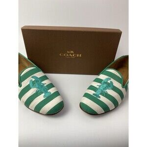 Coach Utopia Green Stripe Lobster Loafer Flat Slip On Shoes 7.5 M
